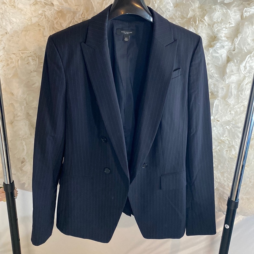 Ann Taylor Navy Pinstripe Blazer